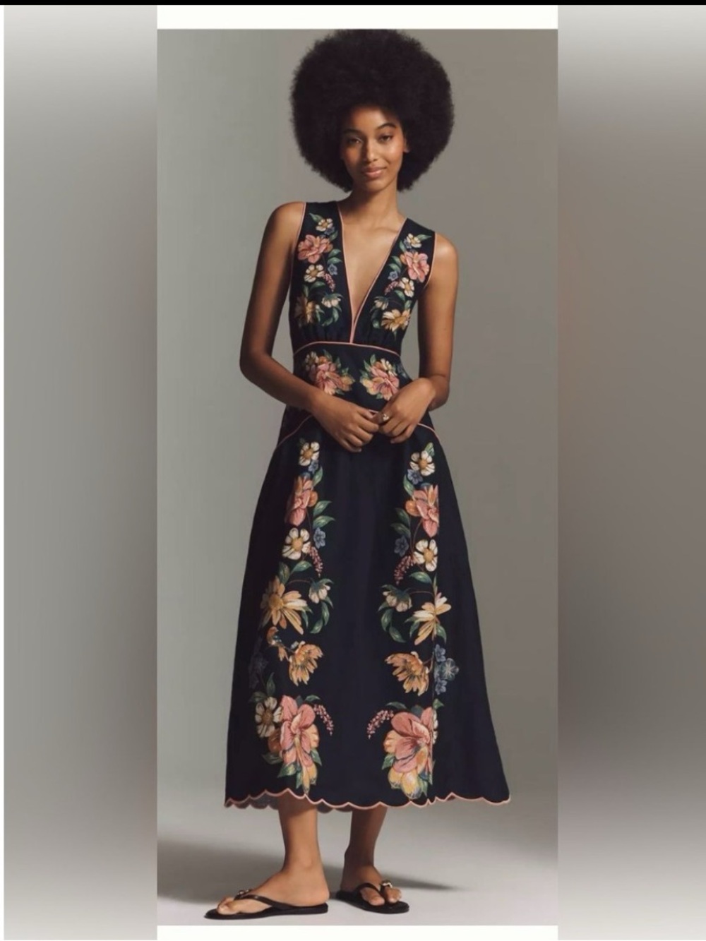 Anthropologie Farm Rio Maira Floral Sleeveless Plunge Maxi Dress $298 medium
